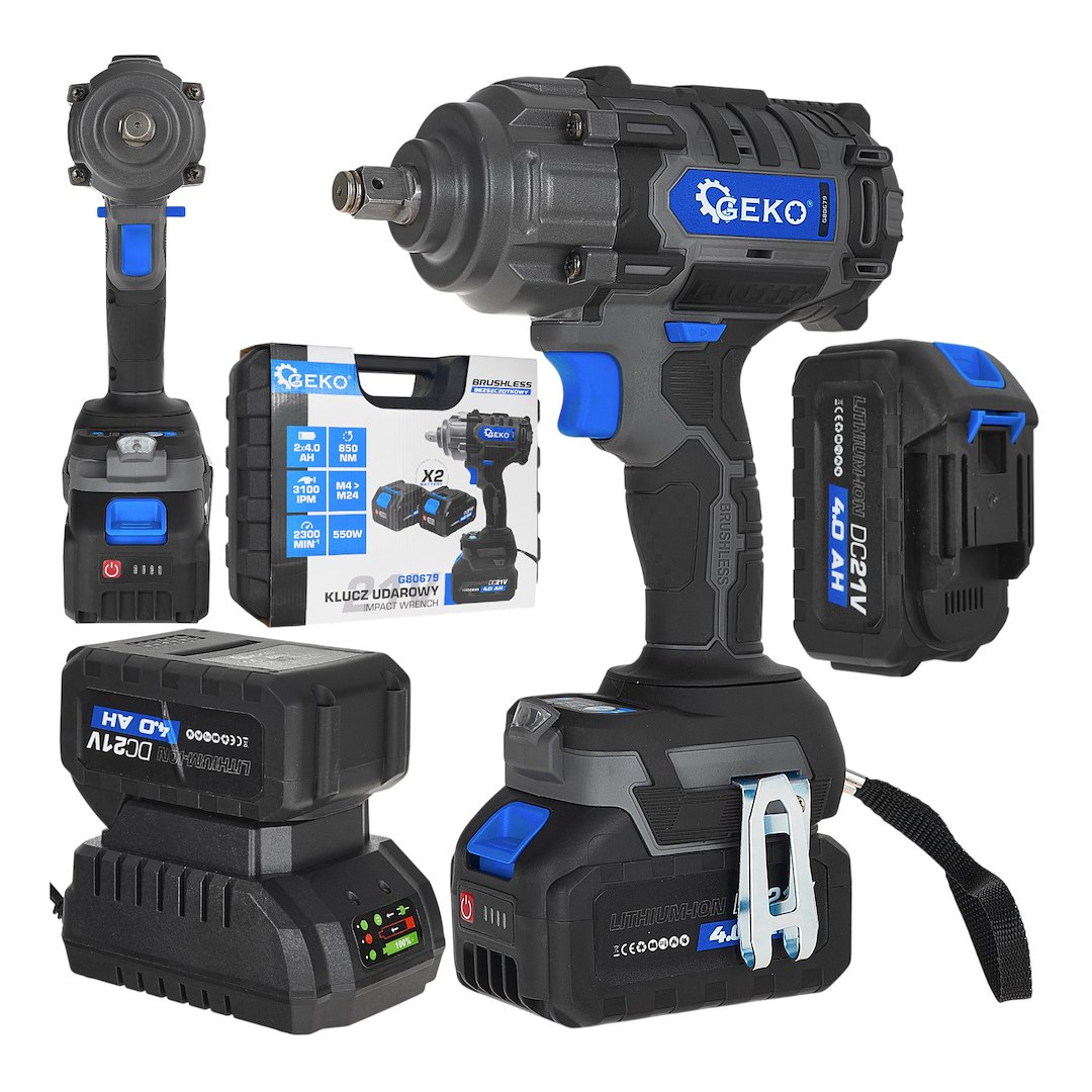 Klucz udarowy akumulatorowy bezszczotkowy 850Nm 2x4.0Ah 21V (4) 1