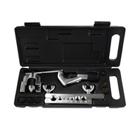 Flaring tool set with pipe cutter