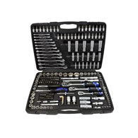 GEKO Mechanics Tools Set Polished CrV 216 pcs 1/4 , 3/8  & 1/4  Drive