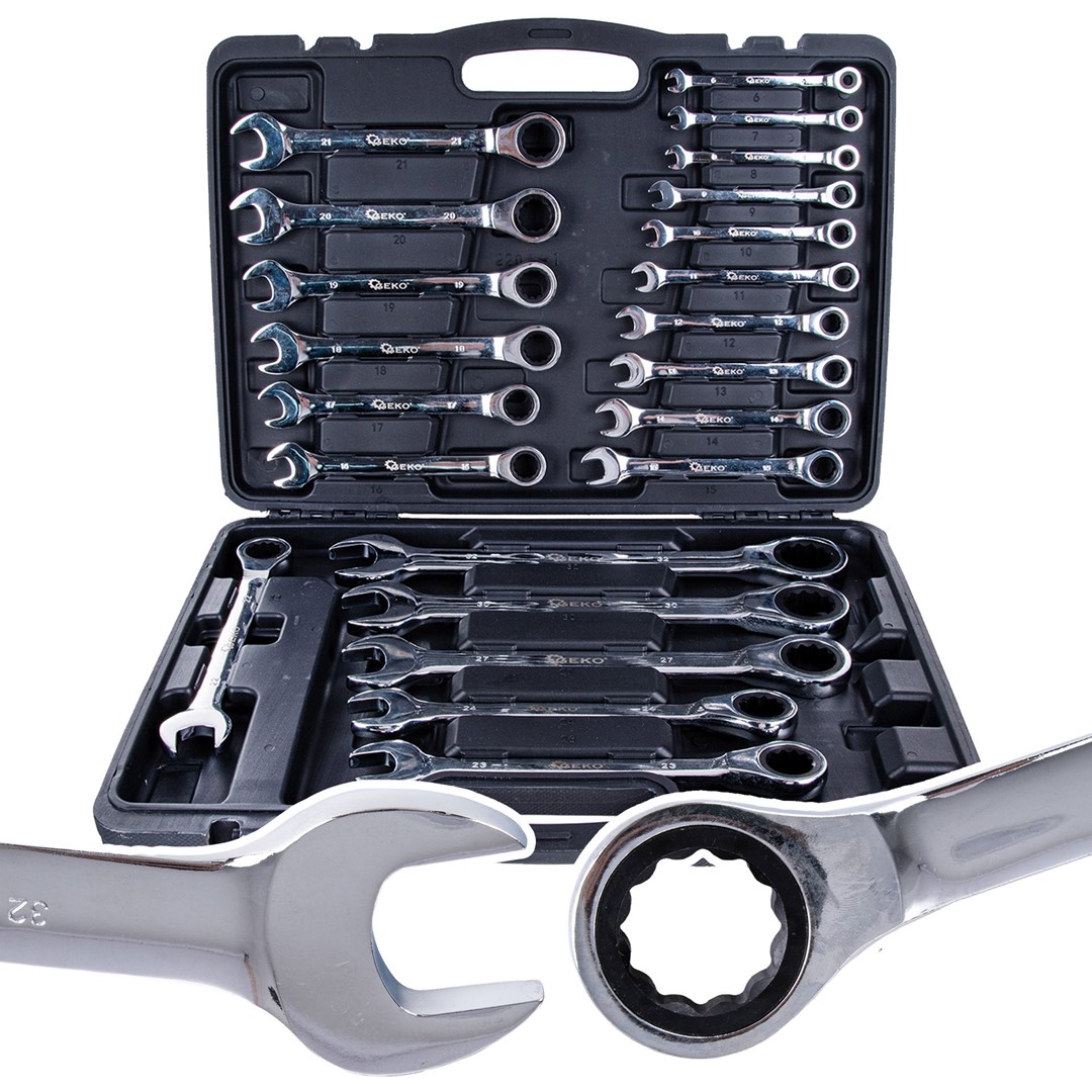 Ratchet Combination Wrench Set 6-32mm 22pcs (ALU Case)