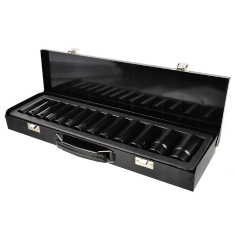 Impact Wrench Socket Set 1/2” SW 10-30 MM deep and 78 MM Cr-Mo