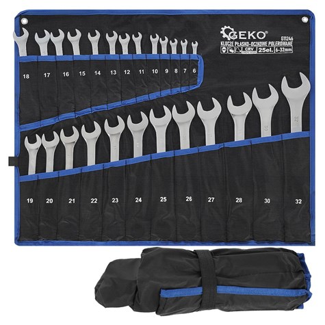 Klucze płasko-oczkowe satyna 6-32mm 25el.CRV/op.płachta/(4)