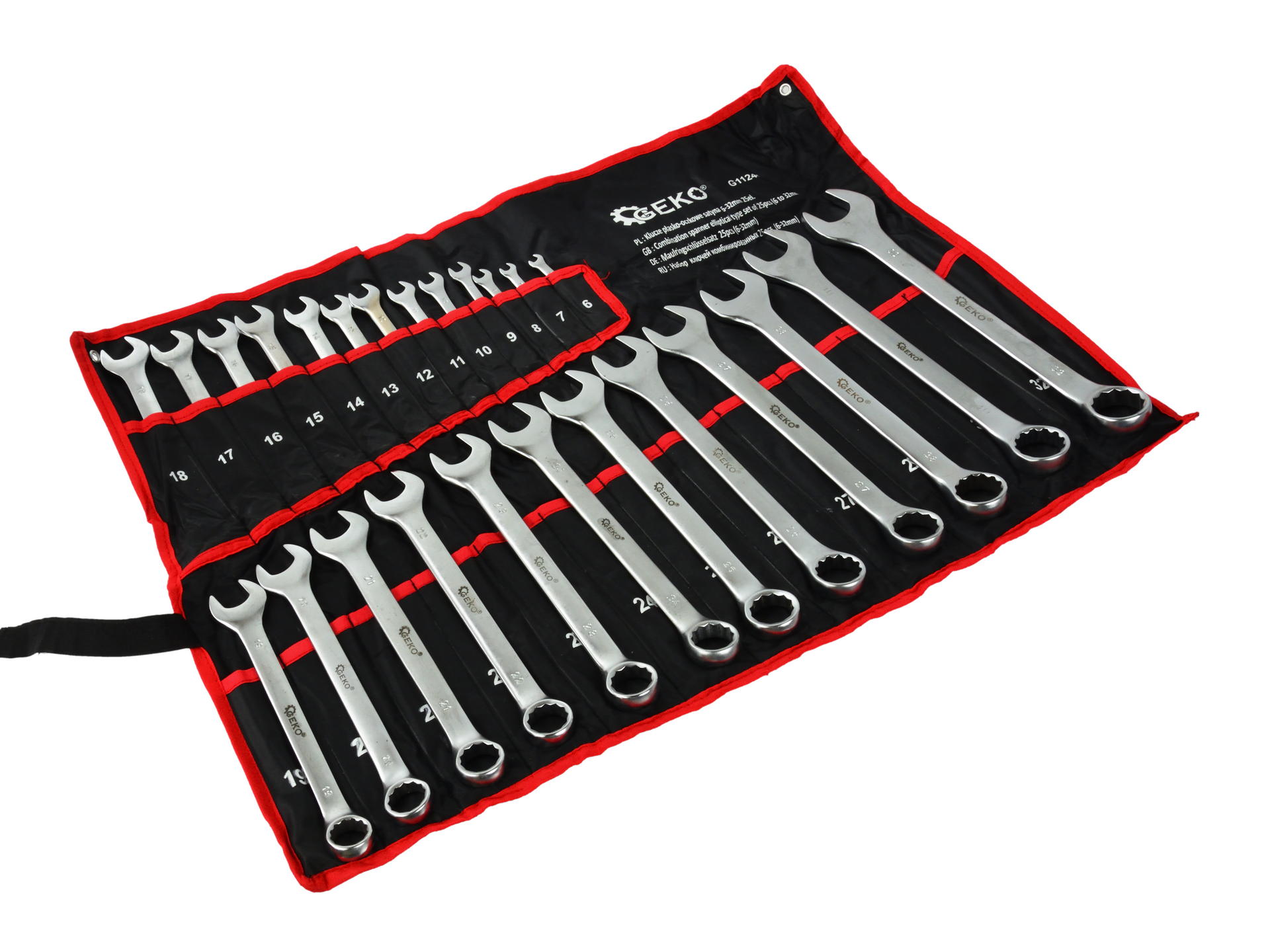 Satin Finish Combination Wrench Spanner Set 6-32mm 25pcs CrV (Storage Roll)