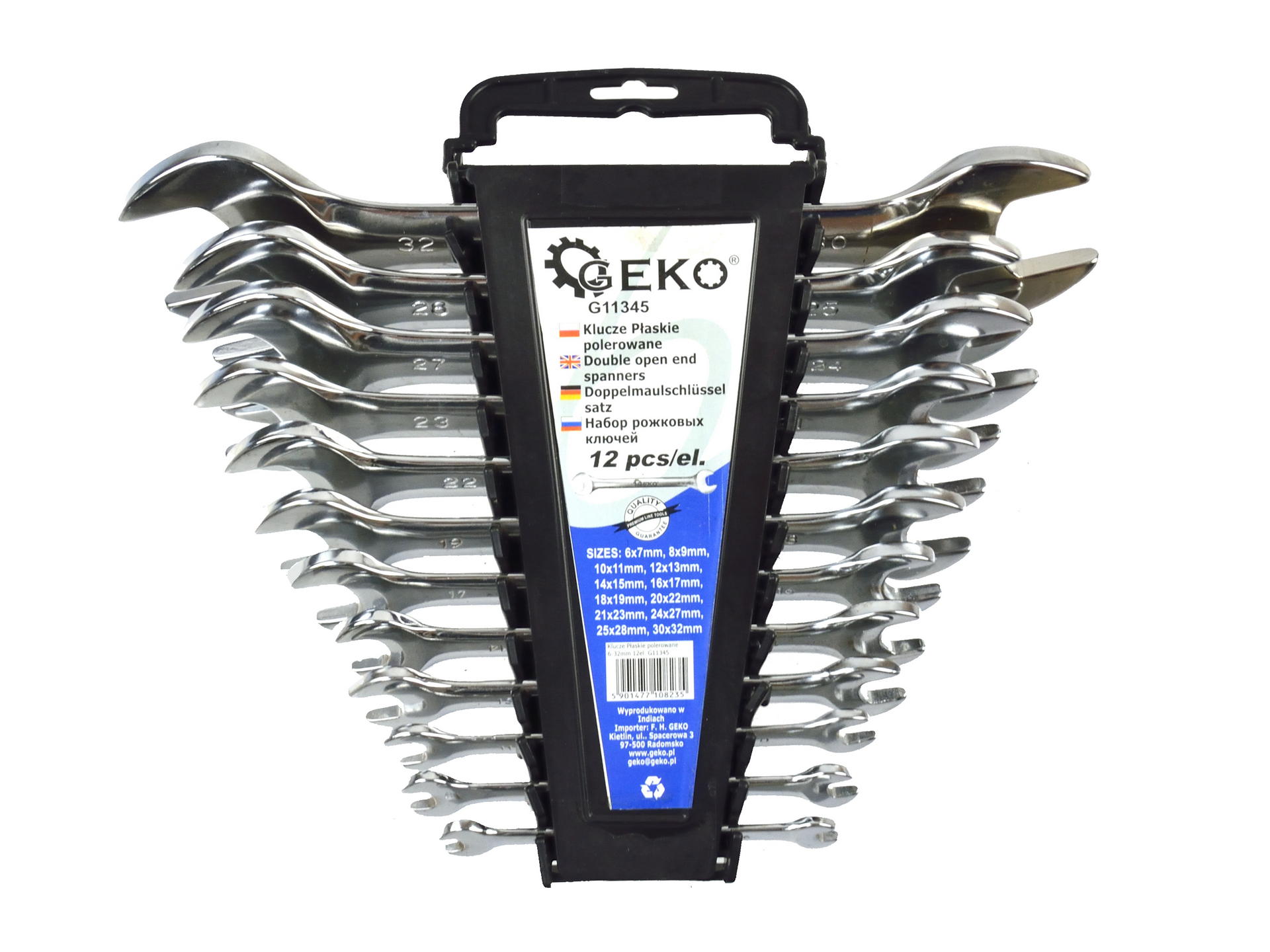 Polished Open End Wrench Spanner Set 6-32mm 12pcs (Storage Rack)