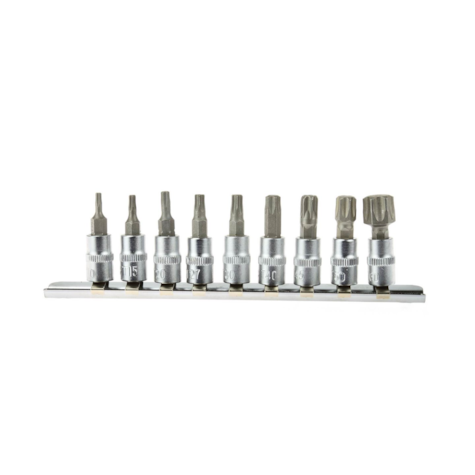 9pcs Torx Tip Socket Set T10-T60 CrV 1/4 in. Drive