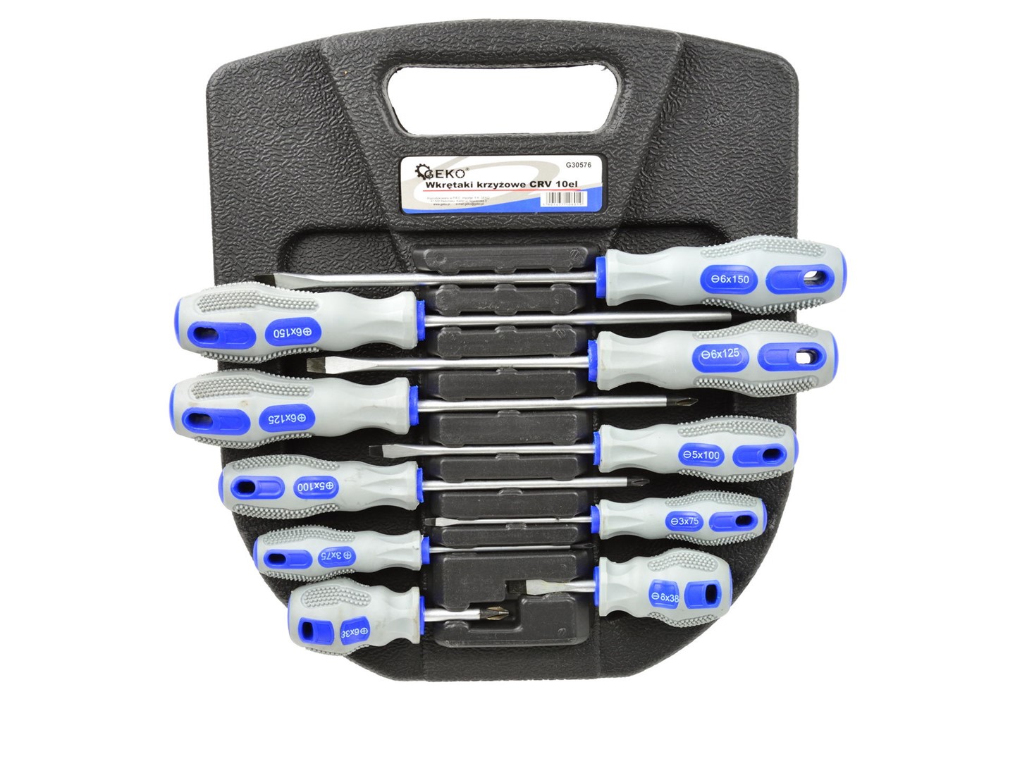 10pcs Screwdriver set CRV GEKO (blue-grey)