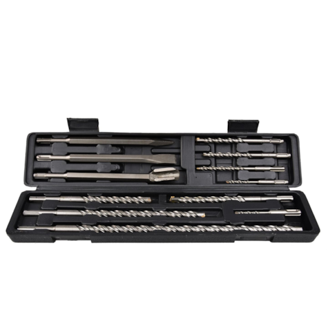 12pcs Hammer Drill+Chisel set (9pcs SDS Drills + 3 chisels in plastic case)