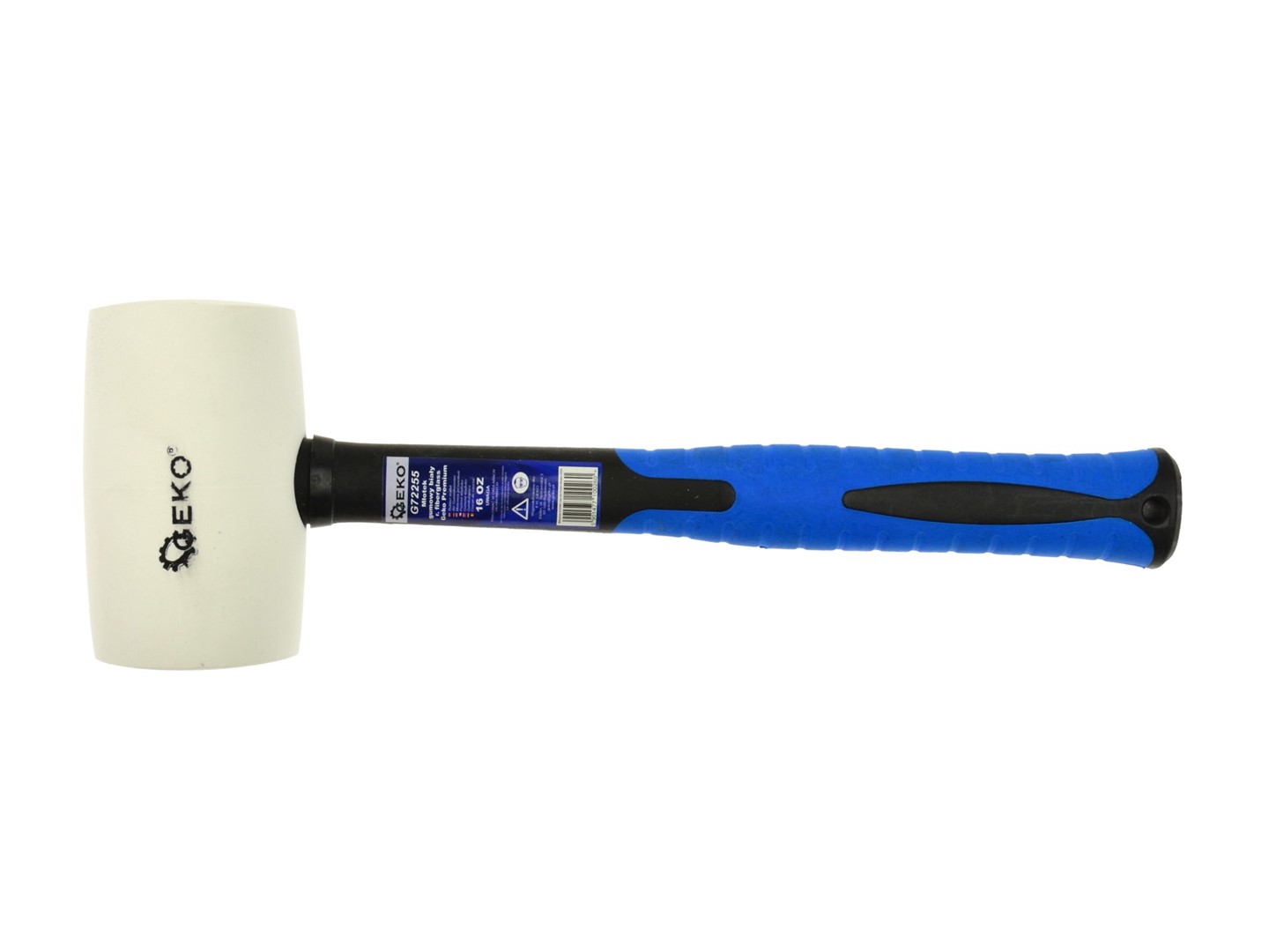 White Rubber Mallet with Fiberglass TRP Handle 16oz GEKO Premium