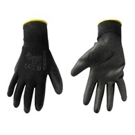 Cotton Work Gloves s.8 with PU Palm Coating, Knit Wrist (black)