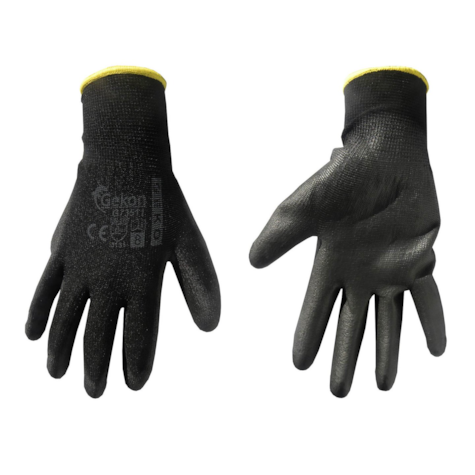 Cotton Work Gloves s.8 with PU Palm Coating, Knit Wrist (black)