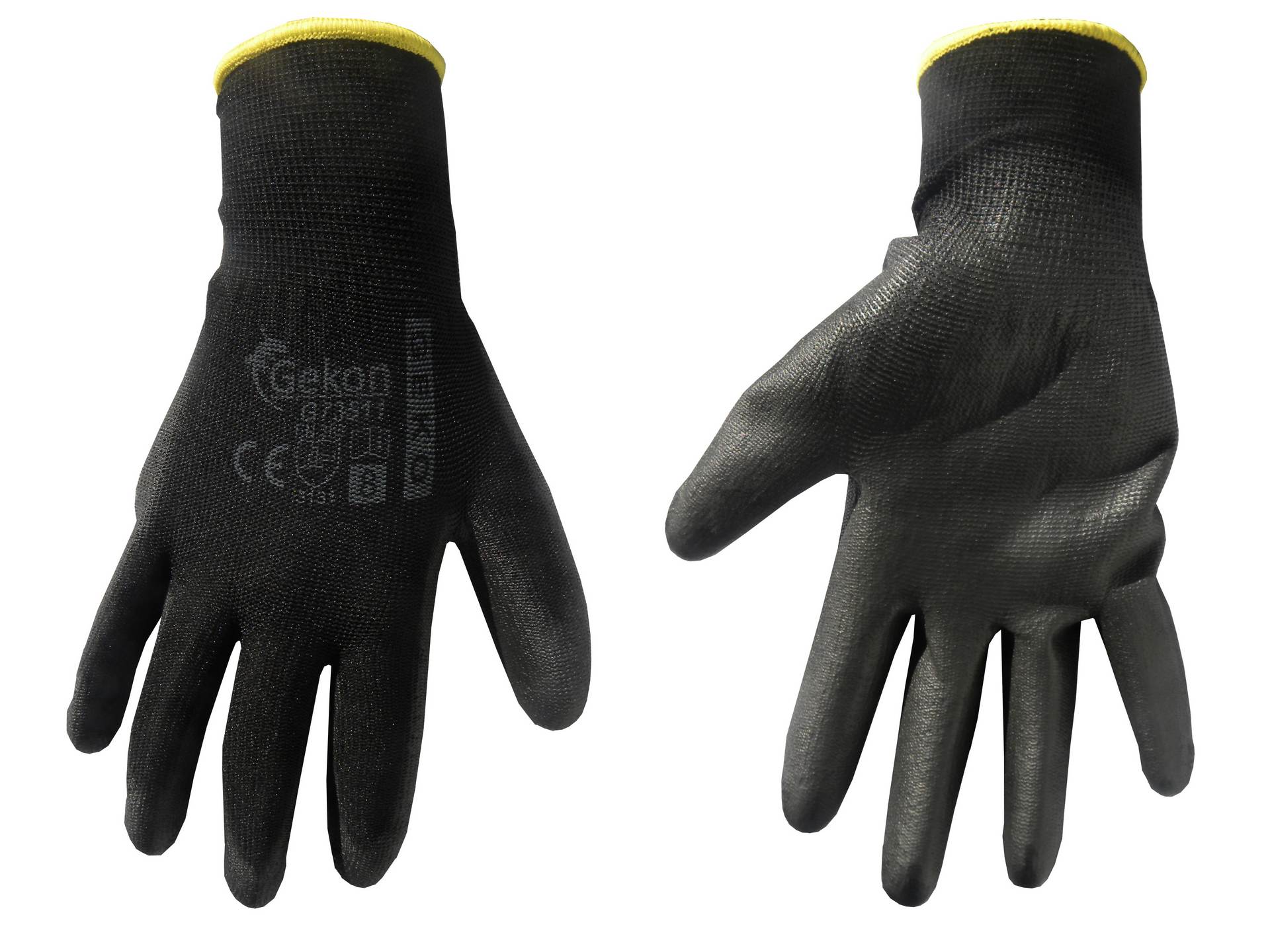 Cotton Work Gloves s.8 with PU Palm Coating, Knit Wrist (black)