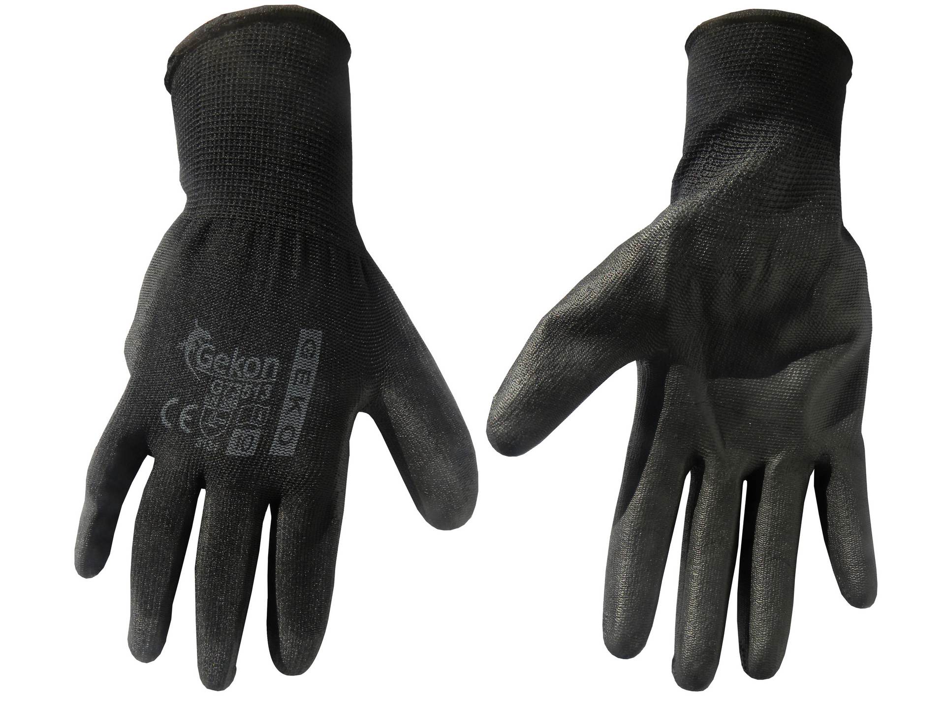 Cotton Work Gloves s.10 with PU Palm Coating, Knit Wrist (black)