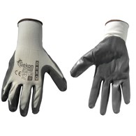 Cotton Work Gloves s.9 with Nitrile Palm Coating, Knit Wrist (white-grey)