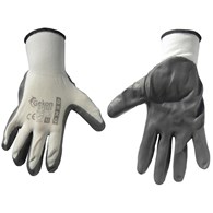 Cotton Work Gloves s.10 with Nitrile Palm Coating, Knit Wrist (white-grey)