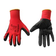 Cotton Work Gloves s.8 with Crinkled Latex Palm Coating, Knit Wrist (red)