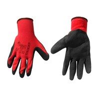 Cotton Work Gloves s.9 with Crinkled Latex Palm Coating, Knit Wrist (red)