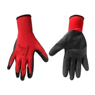 Cotton Work Gloves s.10 with Crinkled Latex Palm Coating, Knit Wrist (red)