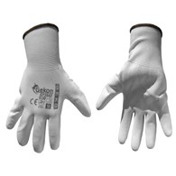 Cotton Work Gloves s.9 with PU Palm Coating, Knit Wrist (white)