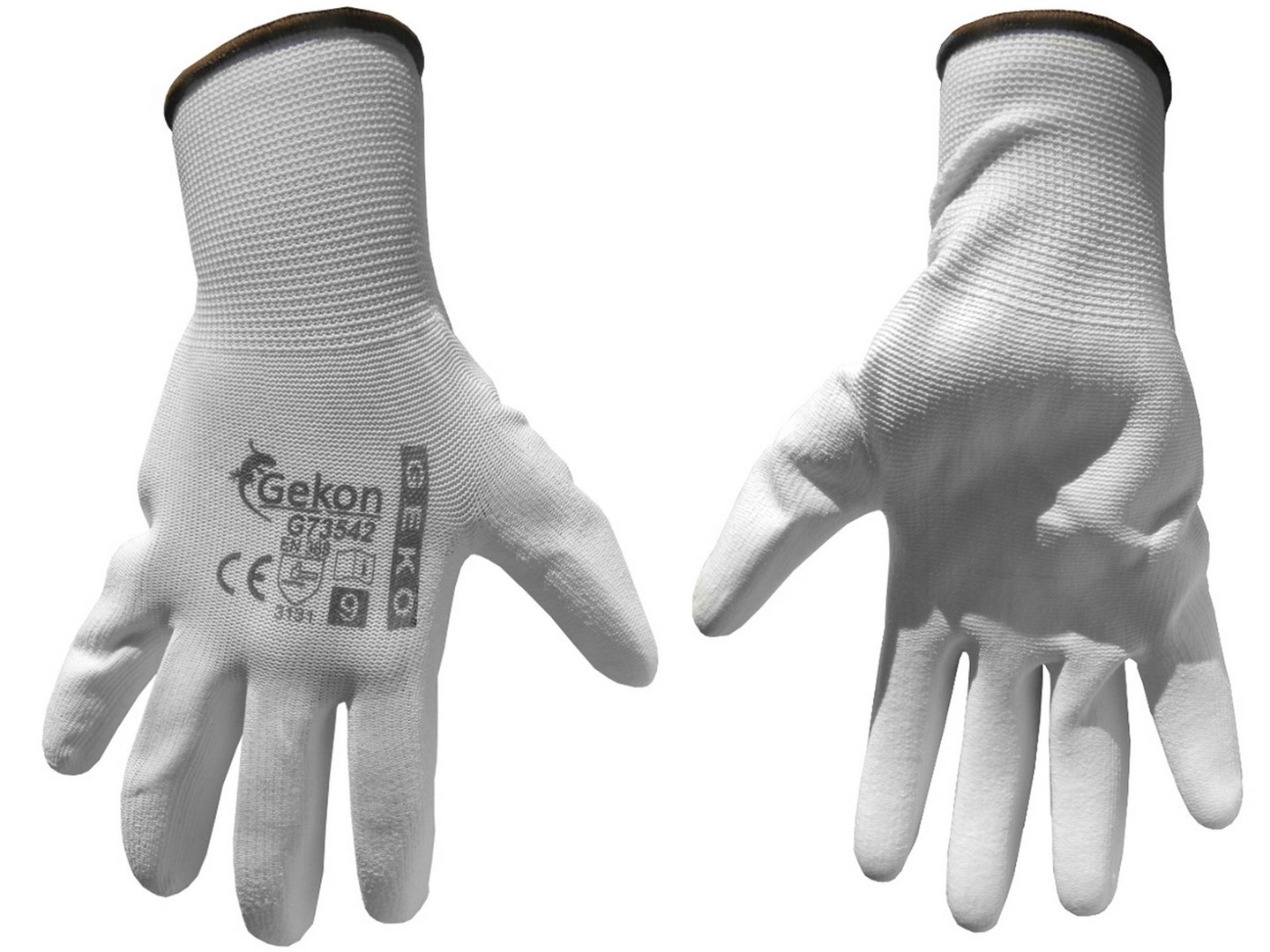 Cotton Work Gloves s.9 with PU Palm Coating, Knit Wrist (white)