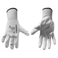 Cotton Work Gloves s.10 with PU Palm Coating, Knit Wrist (white)