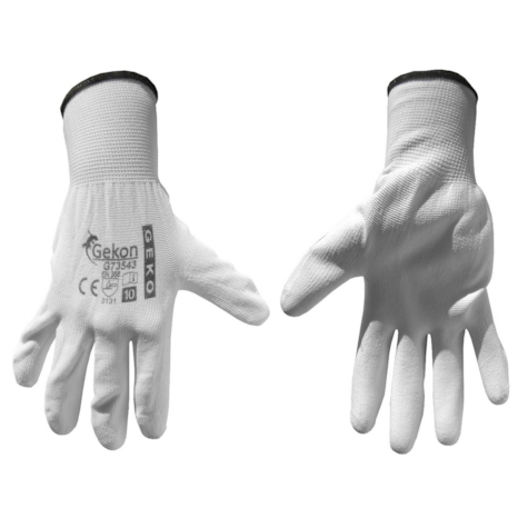 Cotton Work Gloves s.10 with PU Palm Coating, Knit Wrist (white)