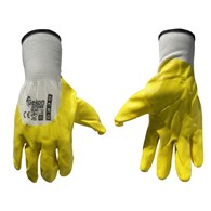 Cotton Work Gloves s.10 with Nitrile Palm Coating, Knit Wrist (yellow)