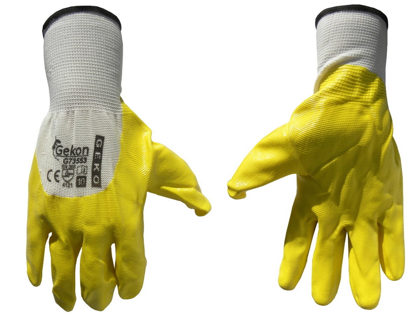 Cotton Work Gloves s.10 with Nitrile Palm Coating, Knit Wrist (yellow)