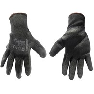 Cotton Work Gloves s.9 with Crinkled Latex Palm Coating, Knit Wrist (black)