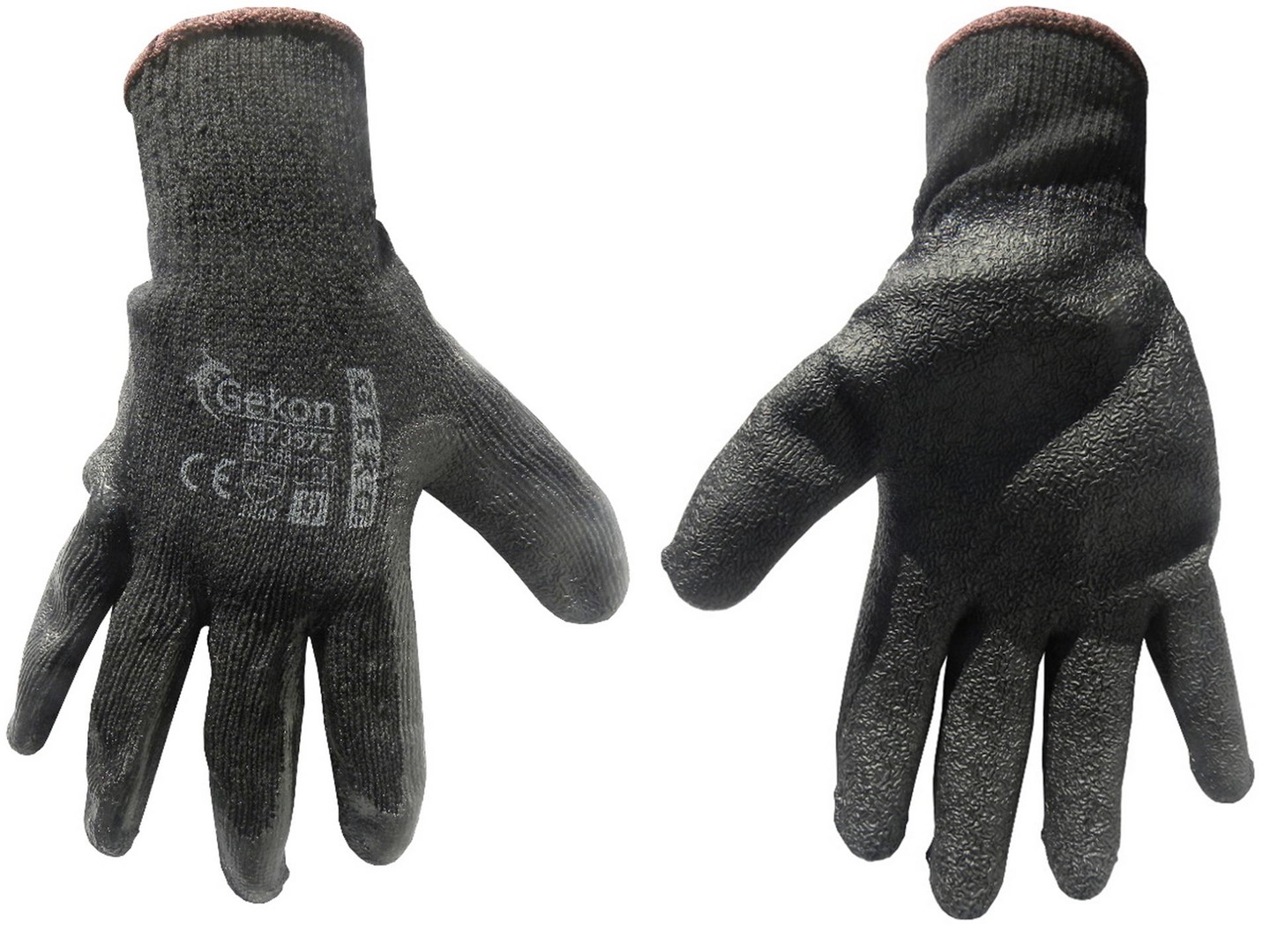 Cotton Work Gloves s.9 with Crinkled Latex Palm Coating, Knit Wrist (black)