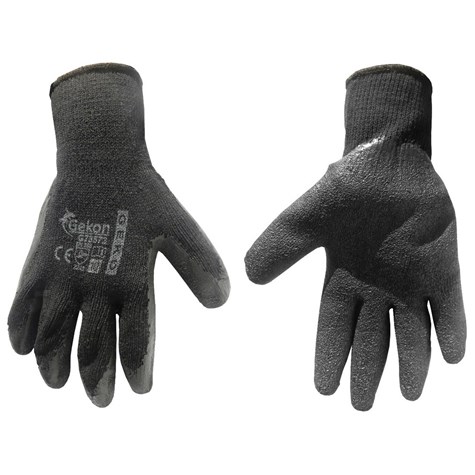 Cotton Work Gloves s.10 with Crinkled Latex Palm Coating, Knit Wrist (black)