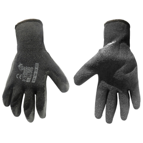 Cotton Work Gloves s.10 with Crinkled Latex Palm Coating, Knit Wrist (black)