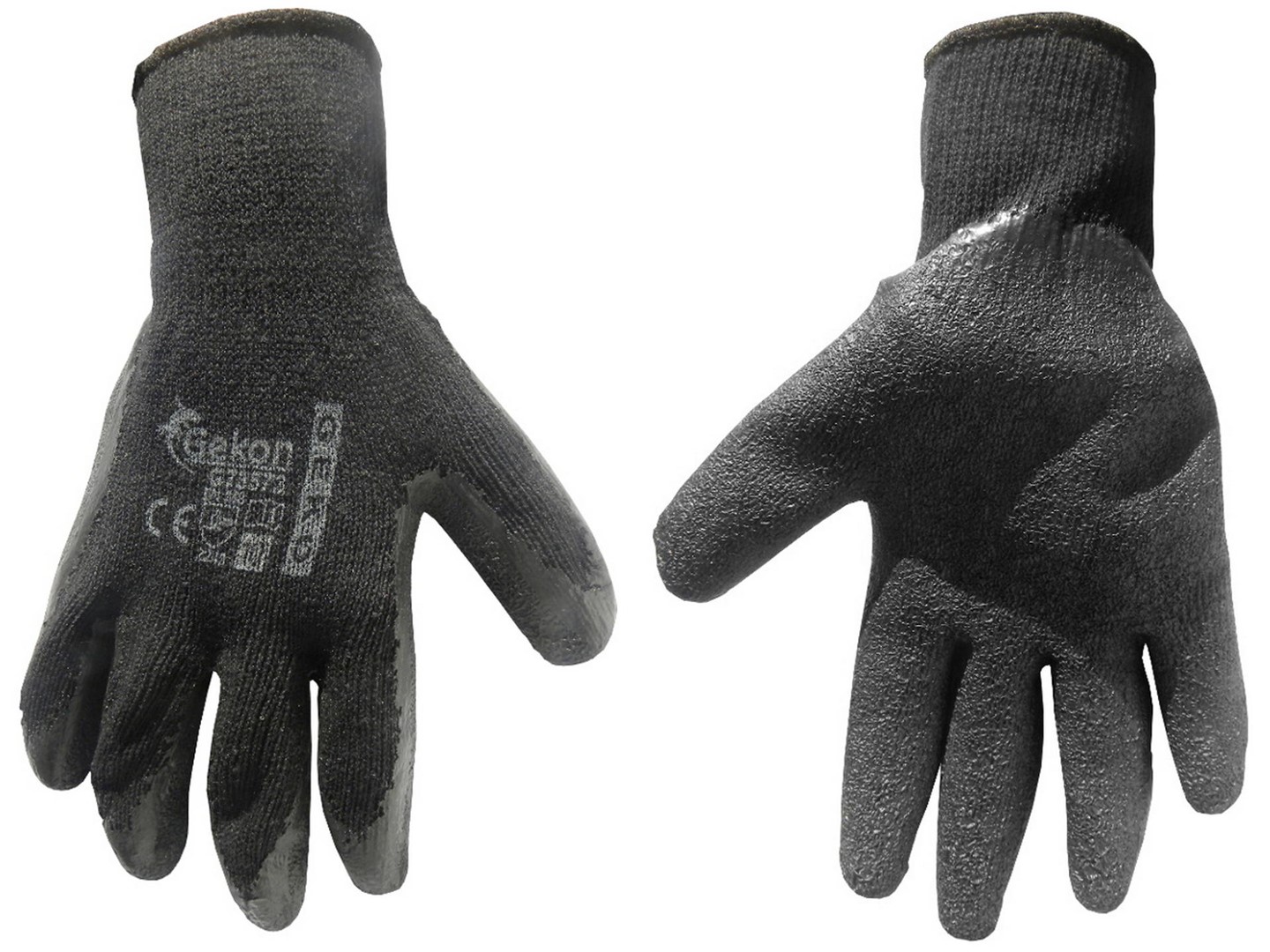 Cotton Work Gloves s.10 with Crinkled Latex Palm Coating, Knit Wrist (black)