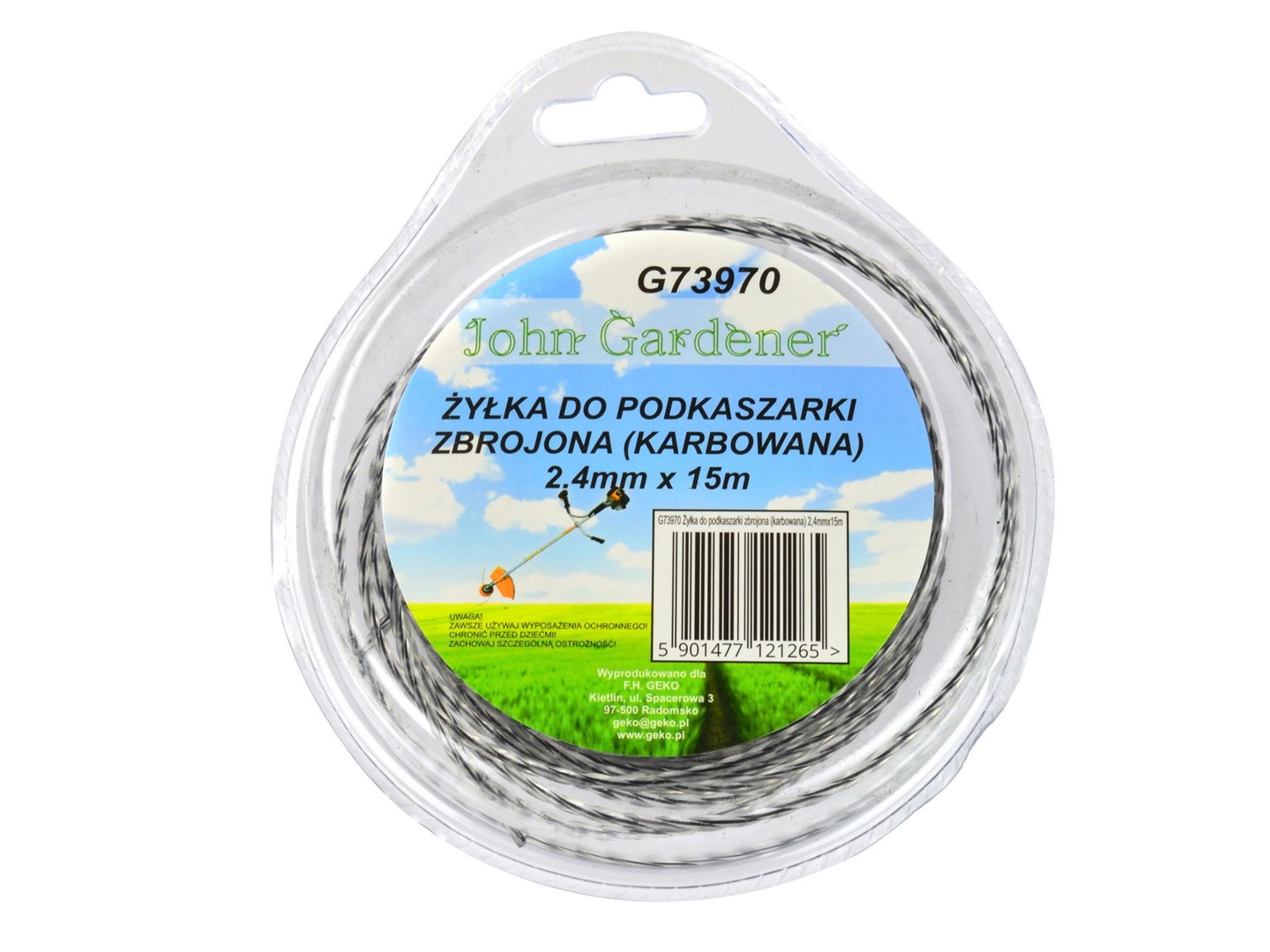 Żyłka do podkaszarki zbrojona(karbowana) 2,4mmx15m(10/80)