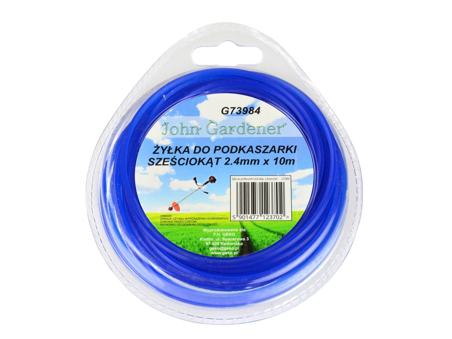 Nylon line 2.4mm*10m blue hexagonal