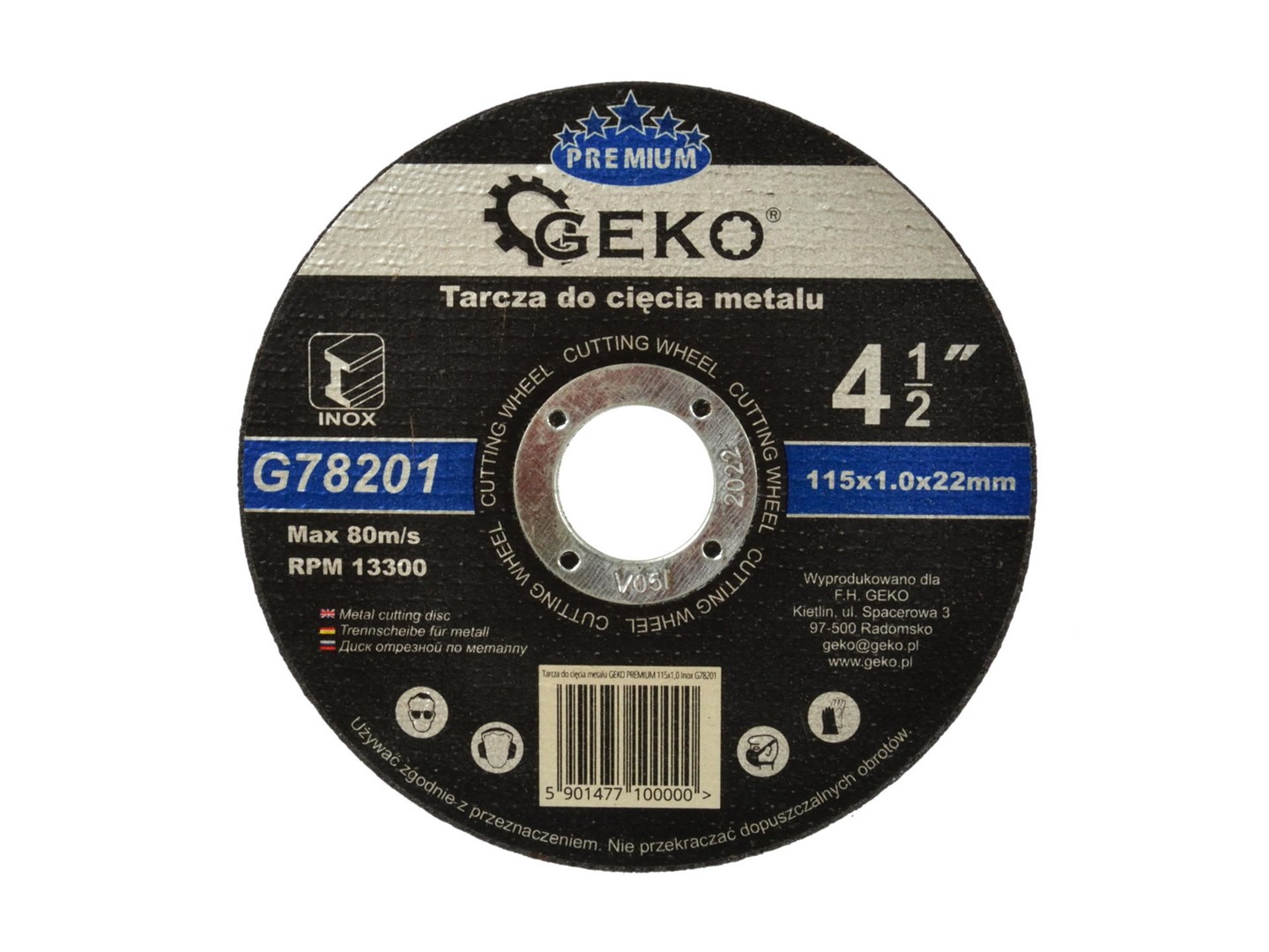 Tarcza do cięcia metalu GEKO PREMIUM 115x1,0 Inox(10/100/400)