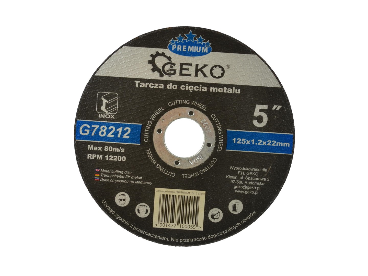 Tarcza do cięcia metalu GEKO PREMIUM 125x1,2 Inox (10/100/400)