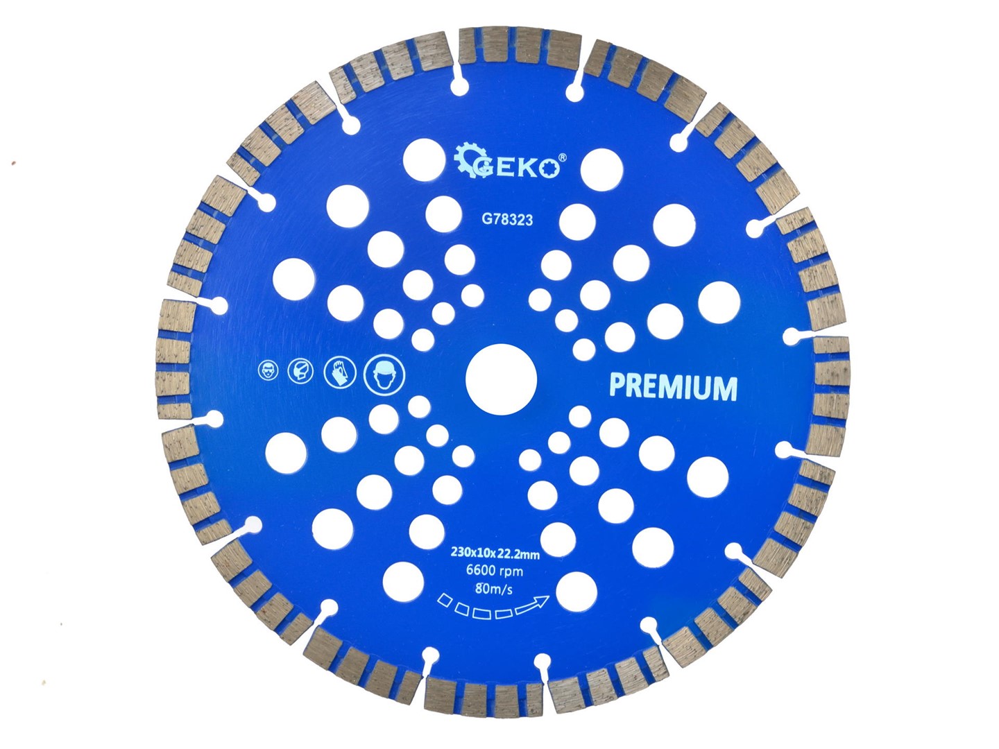 Segmented Turbo Rim Diamond Blade 230x22,2mm Rim 10mm GEKO Premium by laser