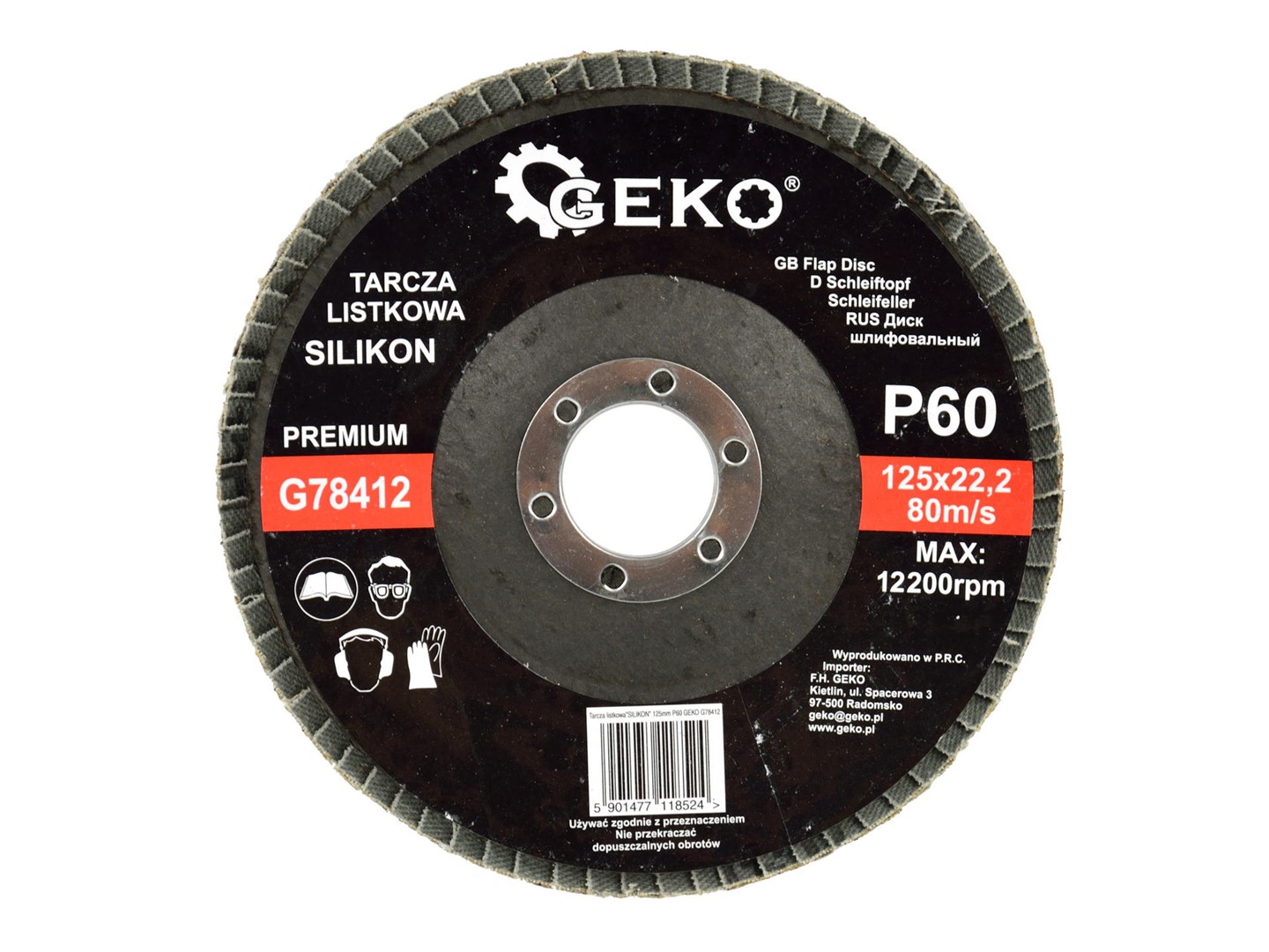 Silicon Carbide Flap Disc 125mm Grit 60 GEKO Premium