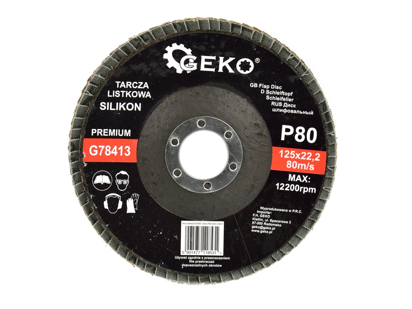 Silicon Carbide Flap Disc 125mm Grit 80 GEKO Premium