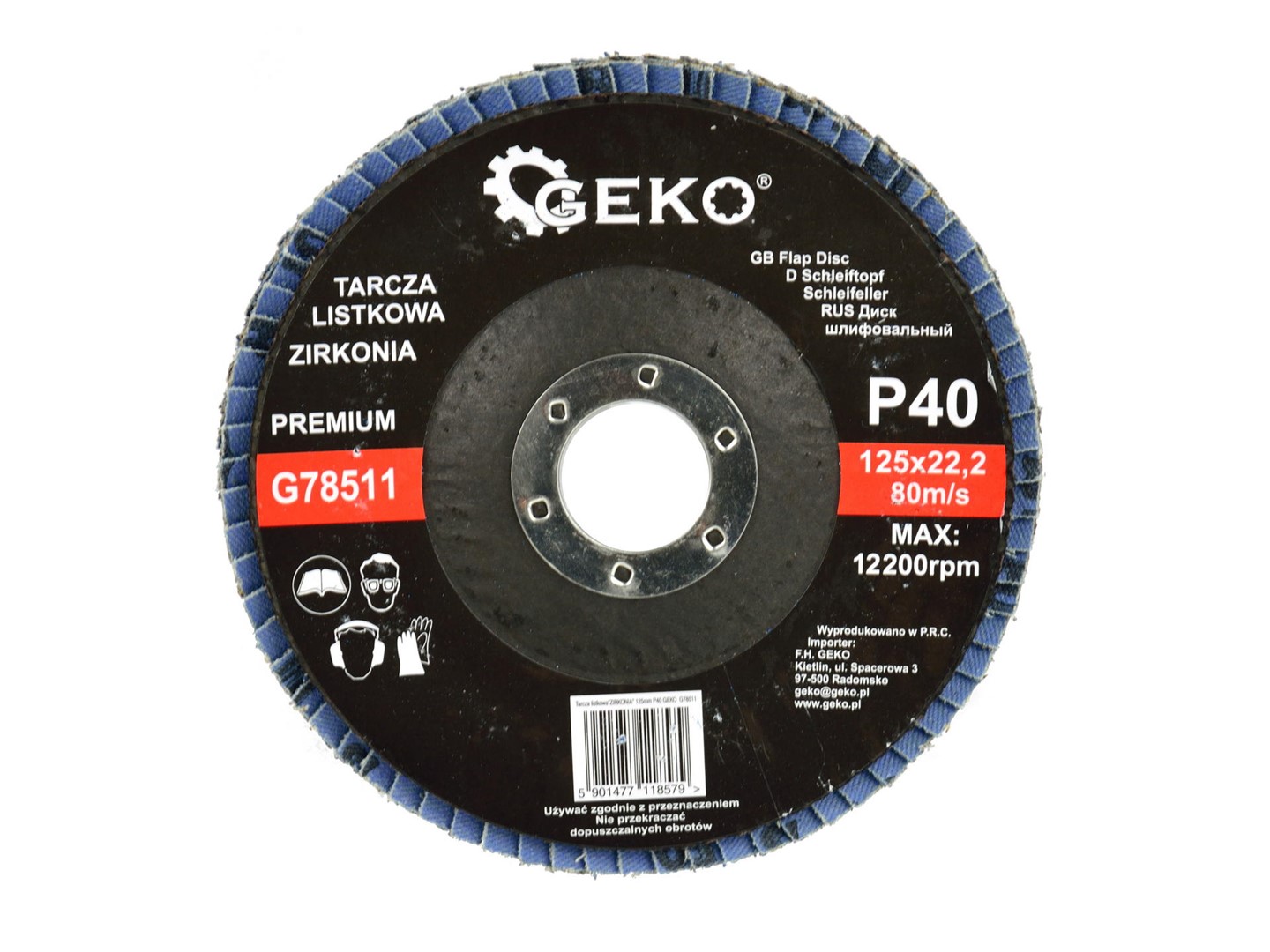 Zirconia Alumina Flap Disc 125mm Grit 40 GEKO Premium