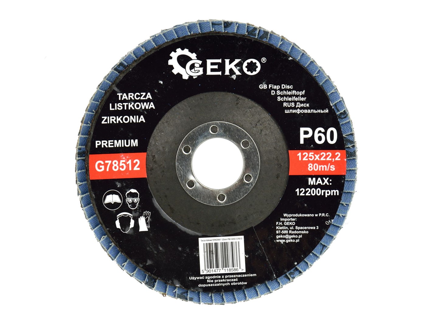 Zirconia Alumina Flap Disc 125mm Grit 60 GEKO Premium