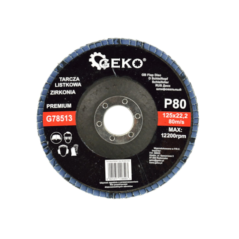 Zirconia Alumina Flap Disc 125mm Grit 80 GEKO Premium