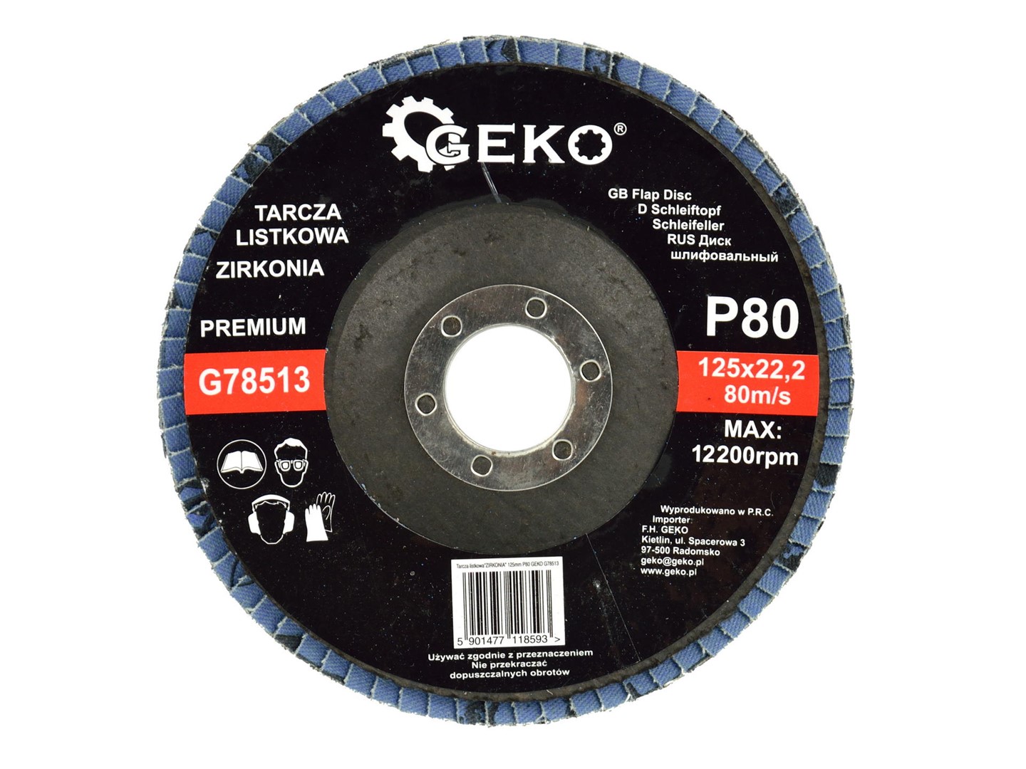 Zirconia Alumina Flap Disc 125mm Grit 80 GEKO Premium