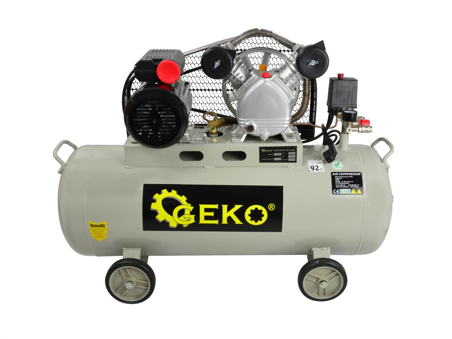 100L Oil Lubricated Air Compressor V-Twin 8 bar 390 L/min