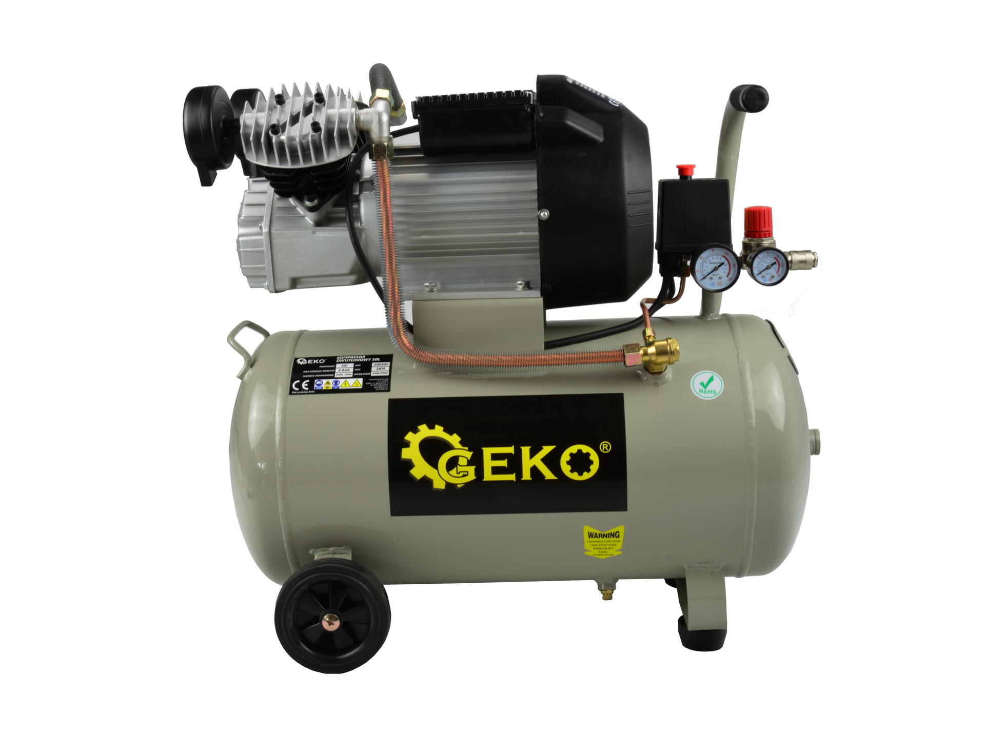 50L Oil Lubricated Air Compressor V-Twin 8 bar 410 L/min