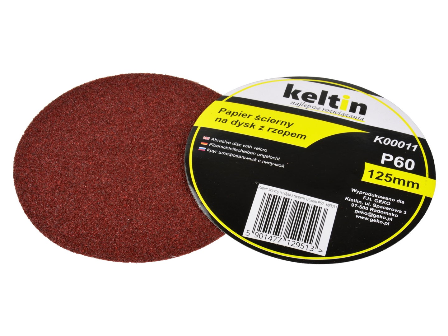 Aluminium oxide velcro disc 125mm P60