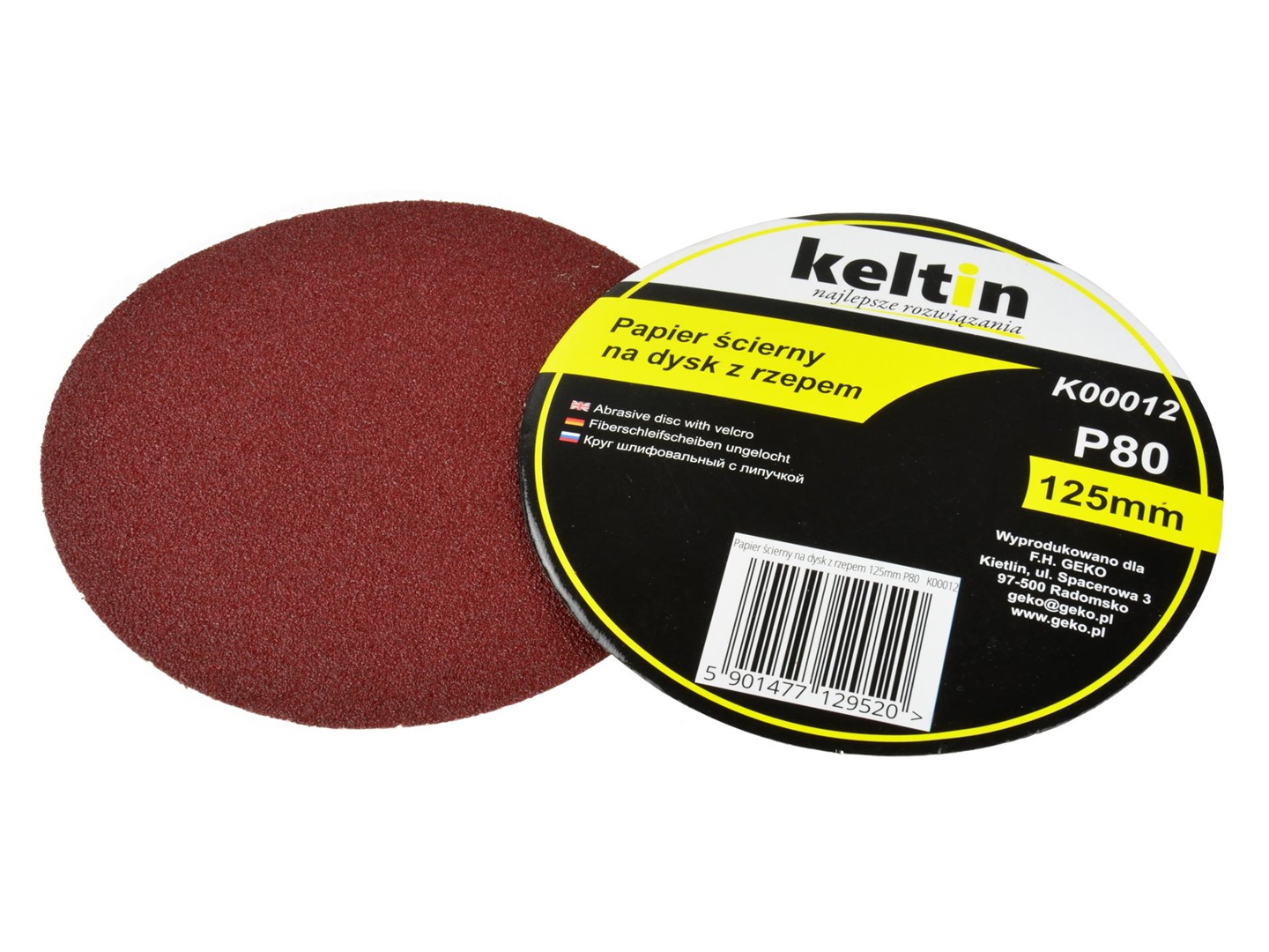 Aluminium oxide velcro disc 125mm P80