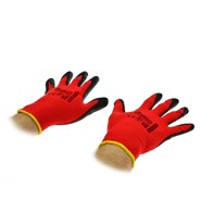 Cotton Work Gloves RED s.8 with Nitrile Palm Coating, Knit Wrist