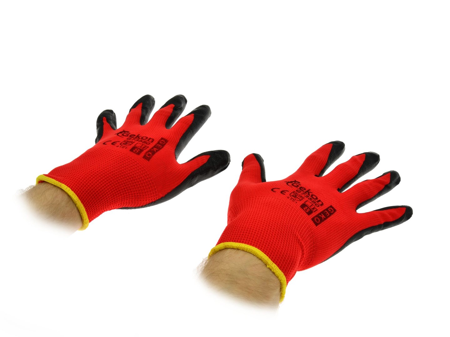 Cotton Work Gloves RED s.8 with Nitrile Palm Coating, Knit Wrist