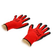 Cotton Work Gloves RED s.9 with Nitrile Palm Coating, Knit Wrist